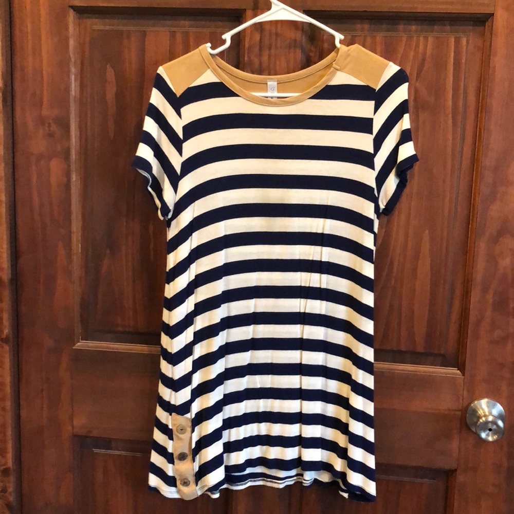Navy and white stripe shirt